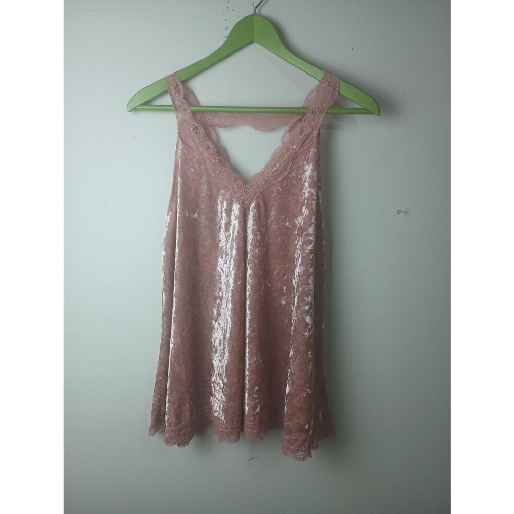 POL Velvet Lace‎ Cami Tank Small Pink Sleeveless Boho Flowy Top